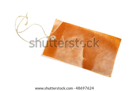 Brown price tag with empty space isolated on white background.