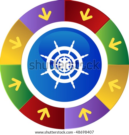 Ship Steering Wheel web button isolated on a background.