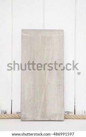 Old beige white wooden background in shabby chic style. Empty and nobody billboard.