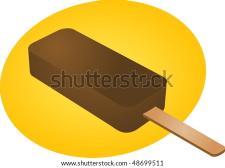 Ice cream chocolate fudgicle on stick illustration