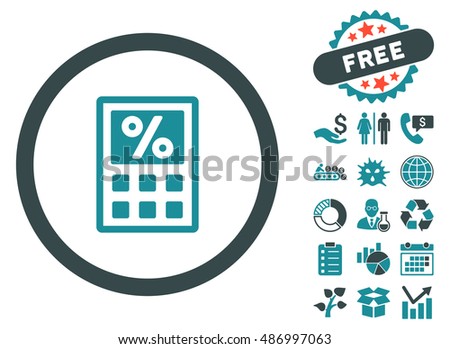 Tax Calculator pictograph with free bonus design elements. Vector illustration style is flat iconic bicolor symbols, soft blue colors, white background.