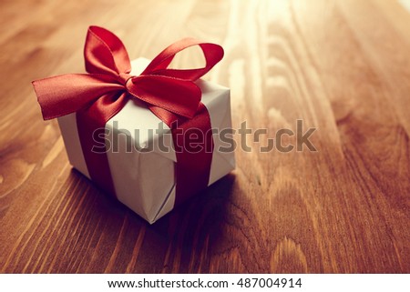 gift box on the wooden background