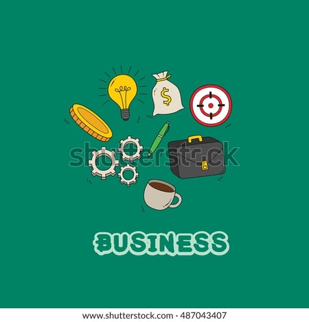Vector illustration set of business doodles elements. vector illustration