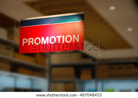 Promotion sign in shopping center