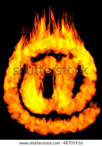 Burning e-mail symbol AT. Isolated on black background