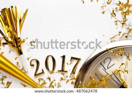  New Year 2017 Decoration on White Royalty-Free Stock Photo #487062478