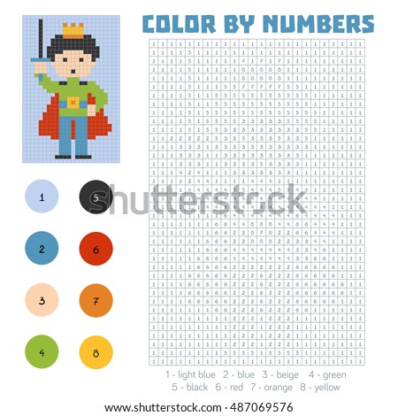 Color by number, education game for children, Prince