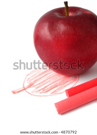 Picture of apple painted with red chalk