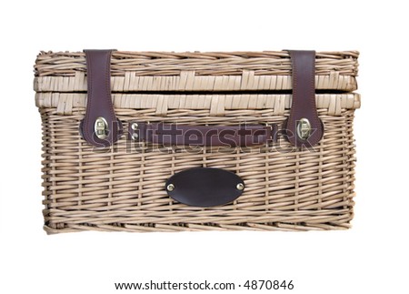 A classic picnic basket isolated on a white background Royalty-Free Stock Photo #4870846