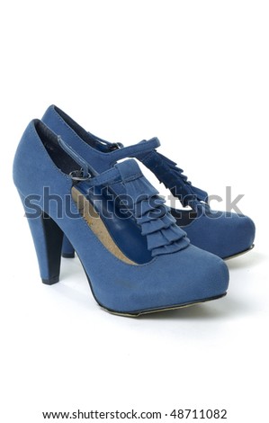 Pair of  blue high heel shoes