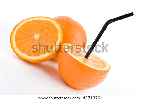 juicy orange on a white background
