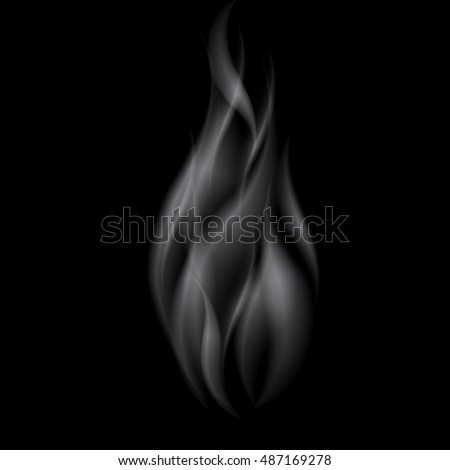 Delicate white realistic cigarette smoke waves on black background. Isolated. Vector illustration.