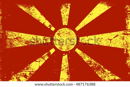 Macedonia flag in grunge style. distressed texture