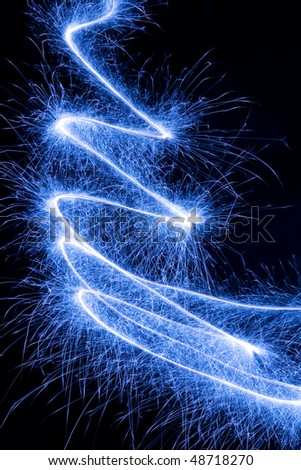  blue sparkler on dark background