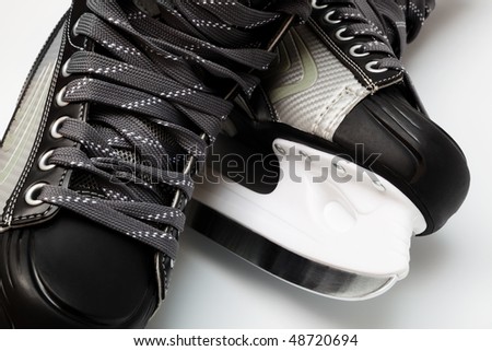 new and modern black skates close up