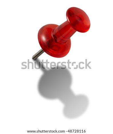 Red push-pin isolated on the white background, clipping path included. Royalty-Free Stock Photo #48728116