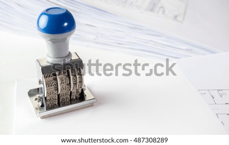 Rubber Stamps on White Background
