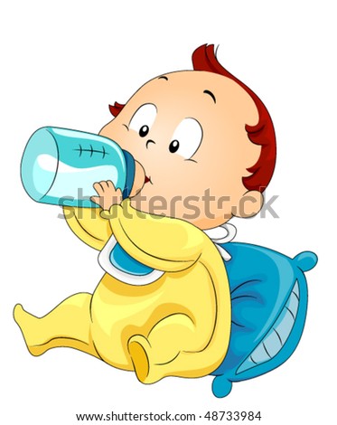 Baby drinking Milk - Vector