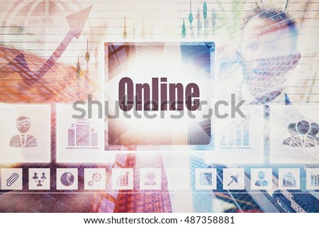 Business Online concept button on a coloured background                              