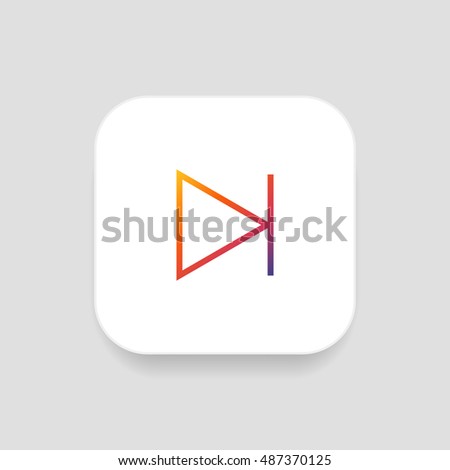 Next track icon vector, clip art. Also useful as logo, square app icon, web UI element, symbol, graphic image, transparent silhouette and illustration.