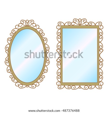 Vector illustration of a two wall mirror on a white background 