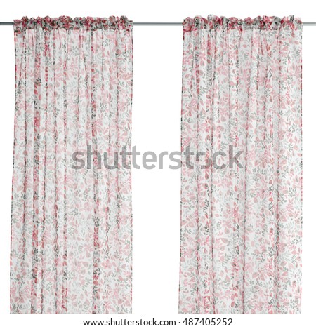 Red curtain. Isolated on white background. Include clipping path.