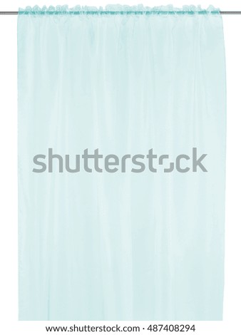 Cyan curtain. Isolated on white background. Include clipping path.