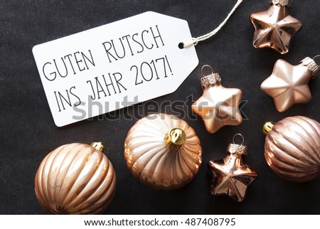 Bronze Christmas Tree Balls, Guten Rutsch 2017 Means Happy New Year