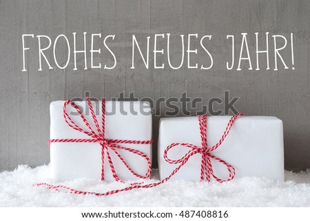 Two Gifts With Snow, Frohes Neues Jahr Means Happy New Year