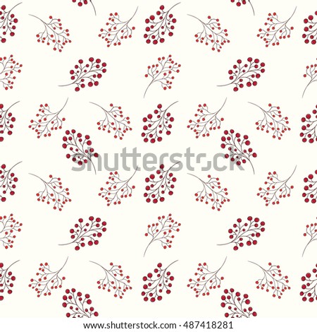 Christmas and New Year seamless pattern. Hand drawn endless vector illustration of christmas flora light background for wrapping, textile printing Winter holiday collection