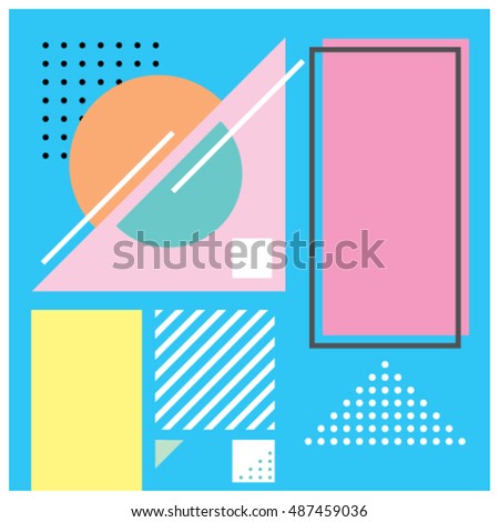 Trendy geometric elements memphis greeting cards design. Retro style texture, pattern and elements. Modern abstract design poster and cover template
