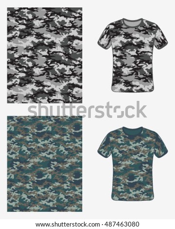 T-shirt camouflage design,fashionable seamless pattern, vector illustration.Millatry print

