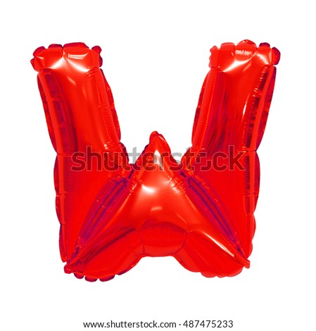 Letter W English alphabet red of balloons on a white background