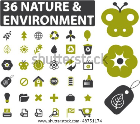 36 nature & environment signs. vector