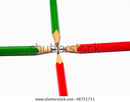 Image of four pencils with touching tips