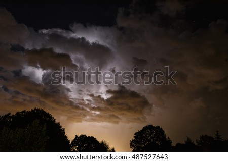 Violent Thunderstorm Over a City in the Mid-Willamette Valley
