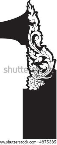 1 number floral dragon head vector /  Southeast Asia Art Style Design