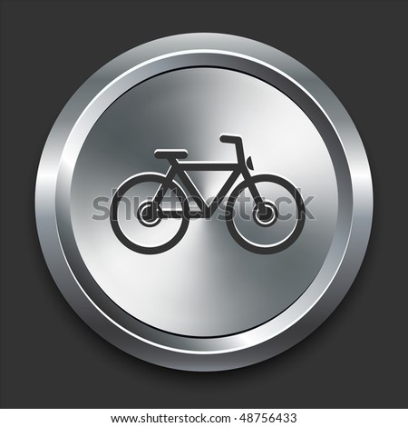 Bicycle Icon on Metal Internet Button Original Vector Illustration