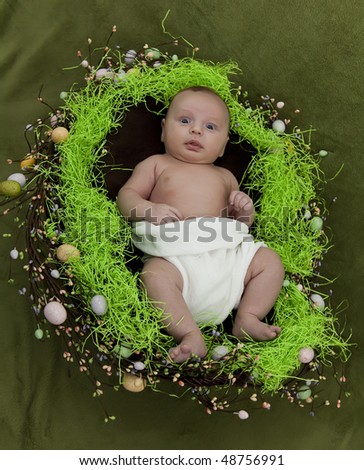Baby in the easter basket