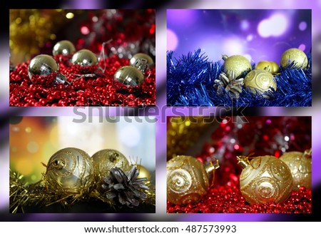 Christmas decorations. collage