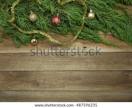Christmas and happy new year concept with wooden background