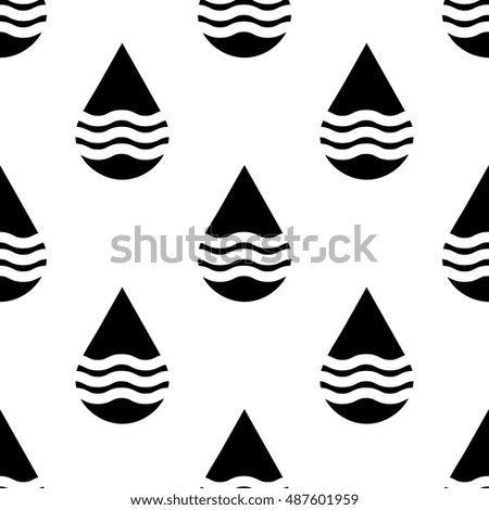 Black and white vector water drops seamless pattern. Abstract texture background monochrome illustration