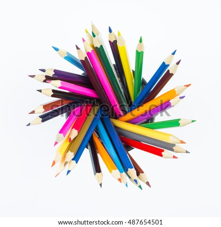Alot of colorful Pencils shot from above