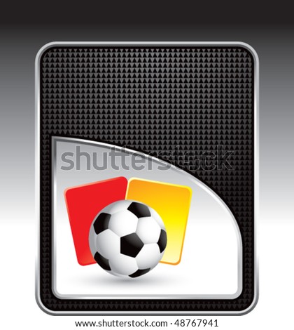 soccer ball with red and yellow cards on black checkered background