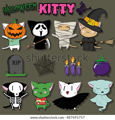 Cute Cats Halloween Costumes Set 