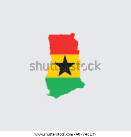 Illustrated Country Shape with the Flag inside of  Ghana