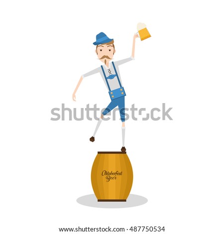 Isolated man holding a beer, Oktoberfest Vector illustration