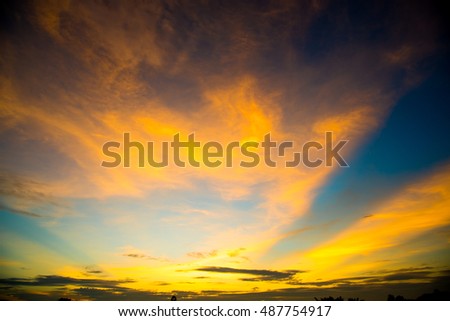 Sky orange,Sunset  Vignetting