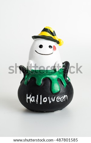 Monstrous halloween cute ghost cartoon, ghost isolated on white background