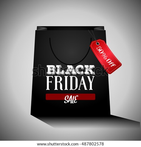 Isolated black friday bag with a label, Vector illustration